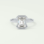 2.0 CT Emerald Cut Half Bezel Lab-Grown Diamond Engagement Ring 13