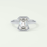 2.0 CT Emerald Cut Half Bezel Lab-Grown Diamond Engagement Ring 13