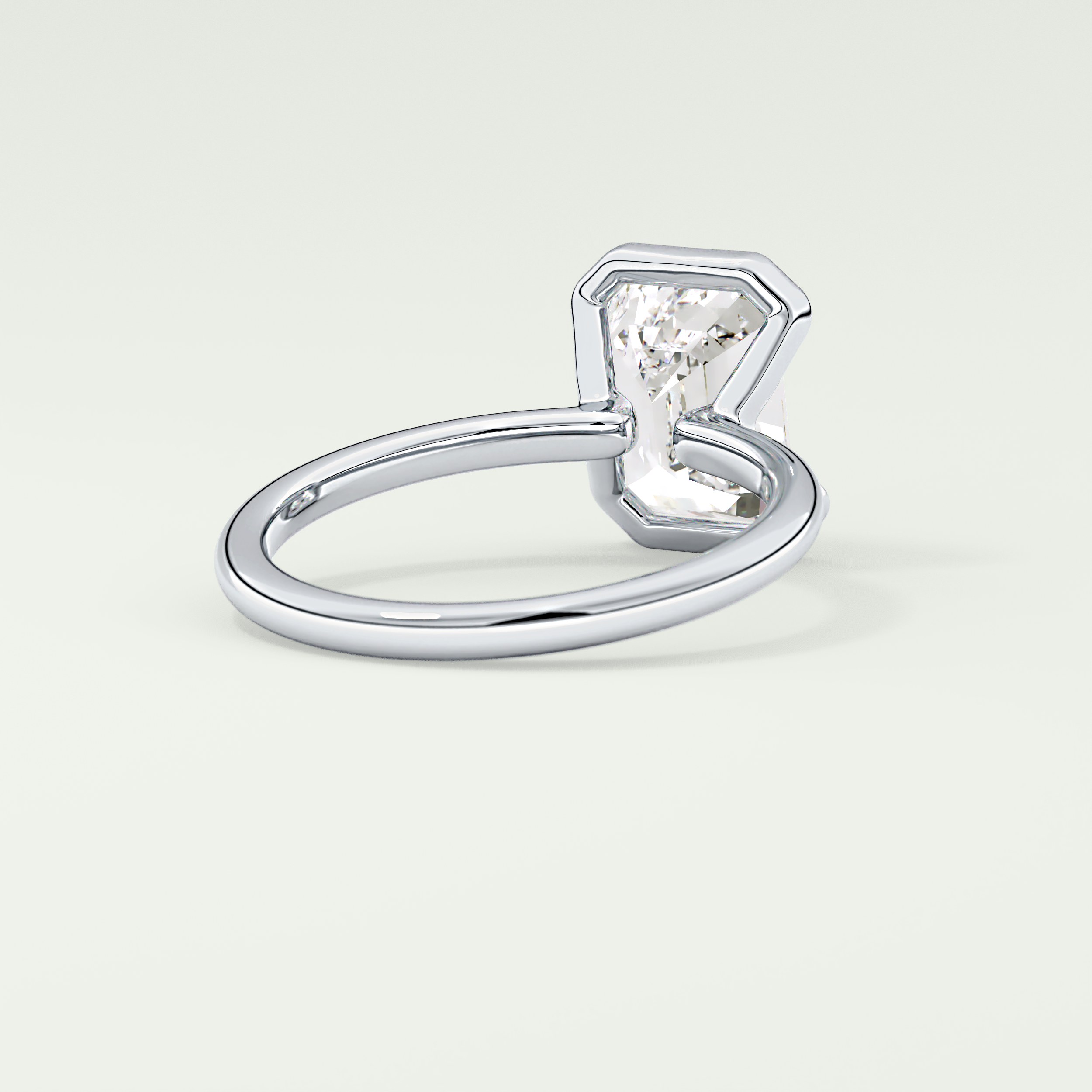2.0 CT Emerald Cut Half Bezel Moissanite Engagement Ring