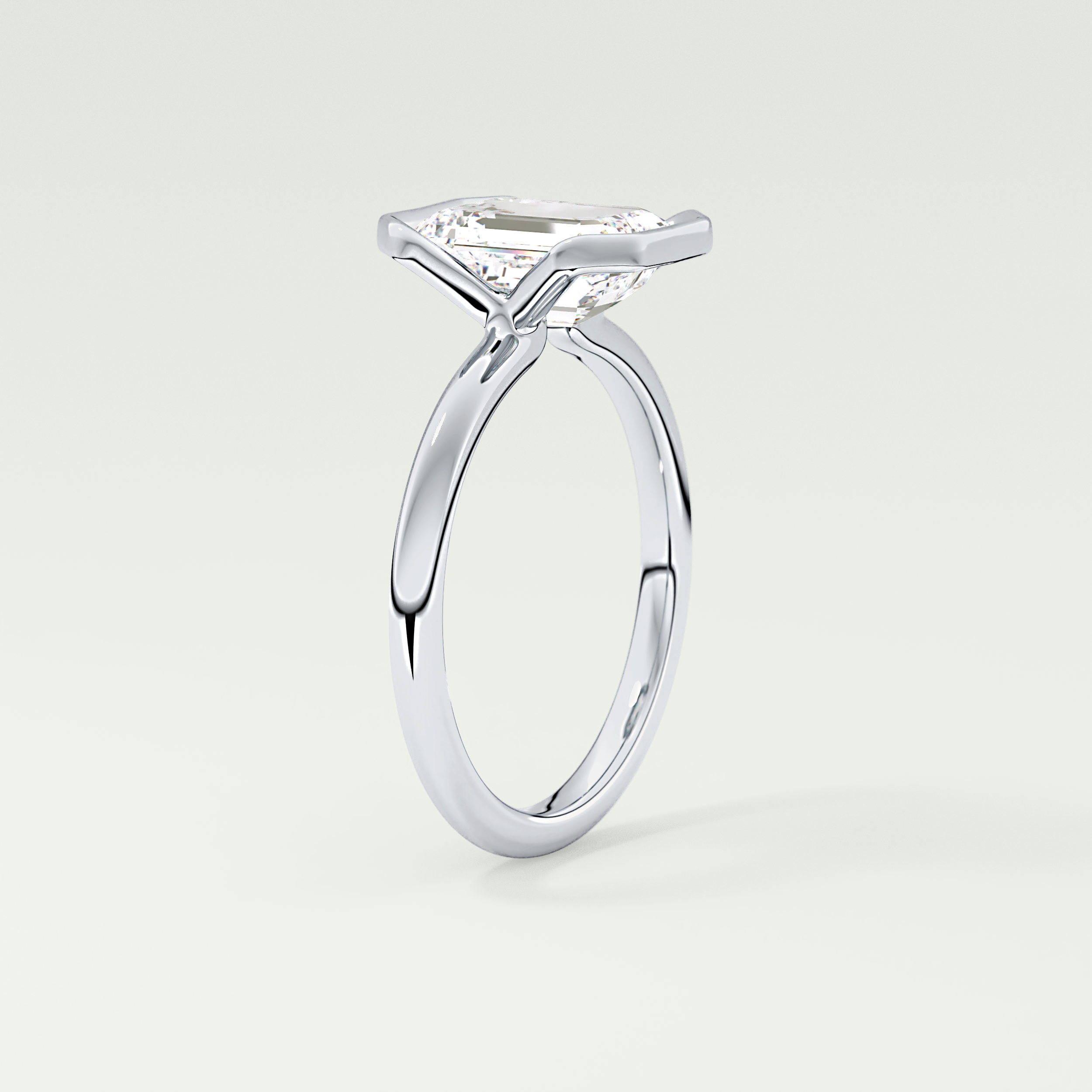 2.0 CT Emerald Cut Half Bezel Lab-Grown Diamond Engagement Ring 17