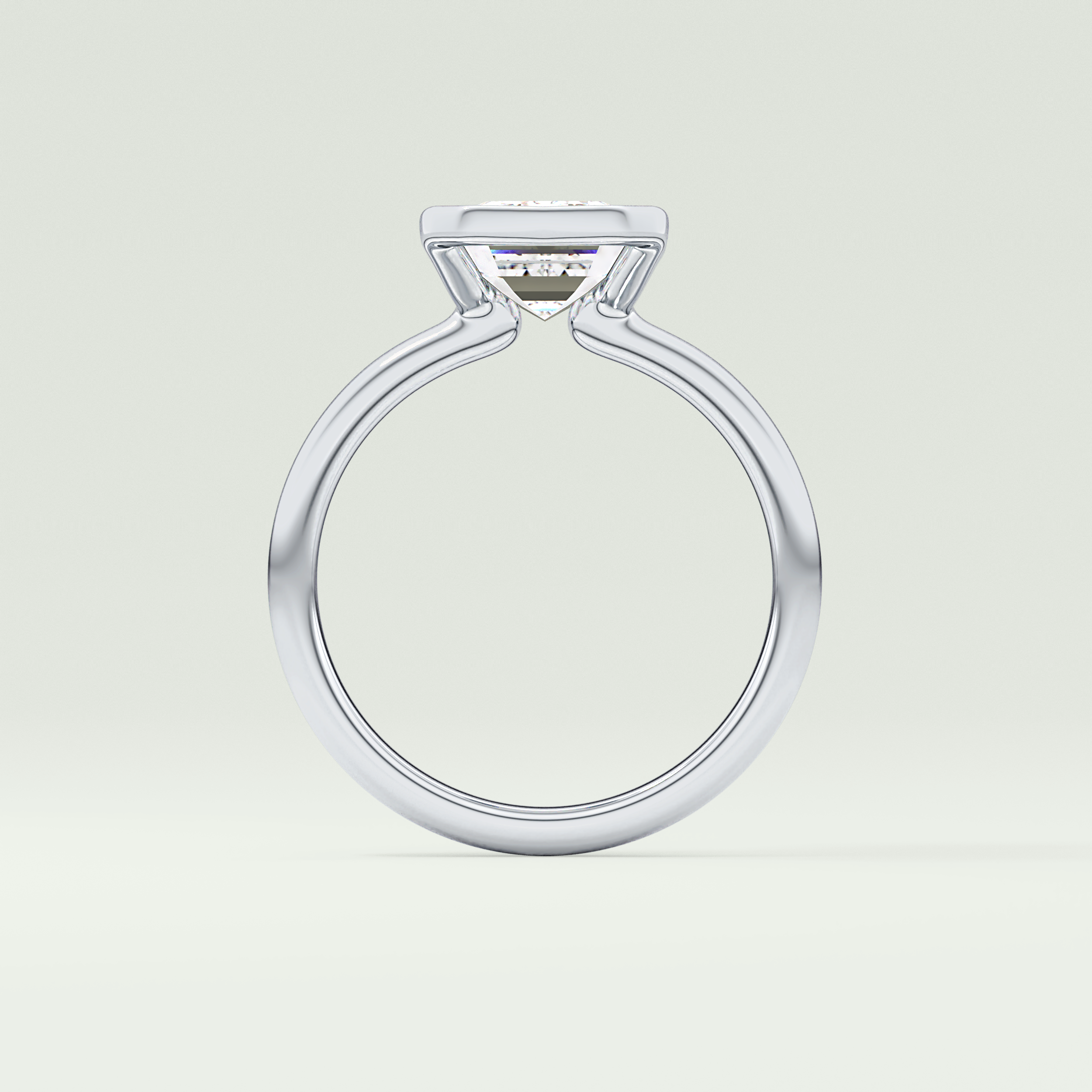 2.0 CT Emerald Cut Half Bezel Lab-Grown Diamond Engagement Ring 18