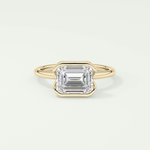 2.0 CT East West Emerald Cut Half Bezel Lab-Grown Diamond Engagement Ring 1