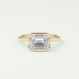 2.0 CT East West Emerald Cut Half Bezel Lab-Grown Diamond Engagement Ring 1