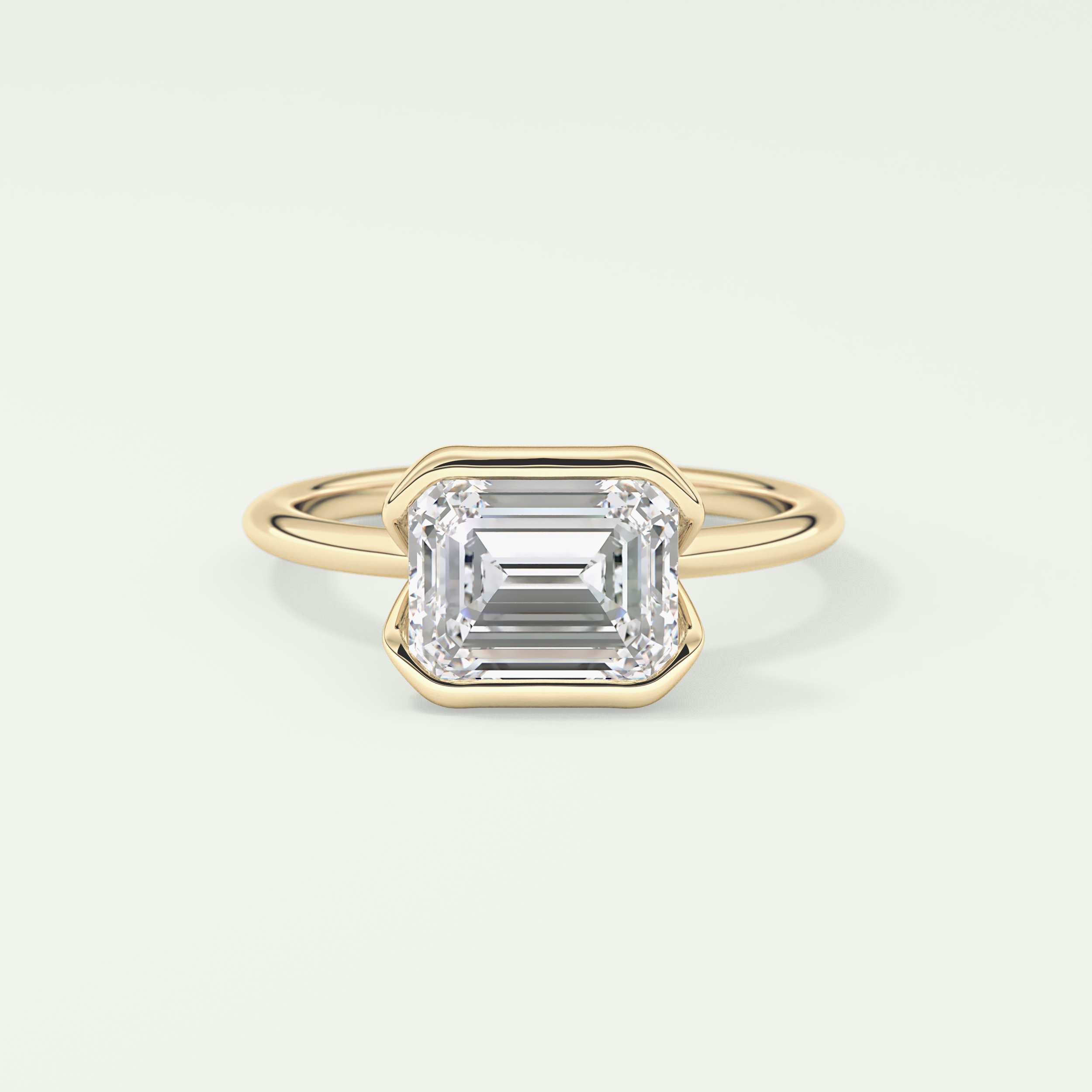 2.0 CT East West Emerald Cut Half Bezel Lab-Grown Diamond Engagement Ring 1