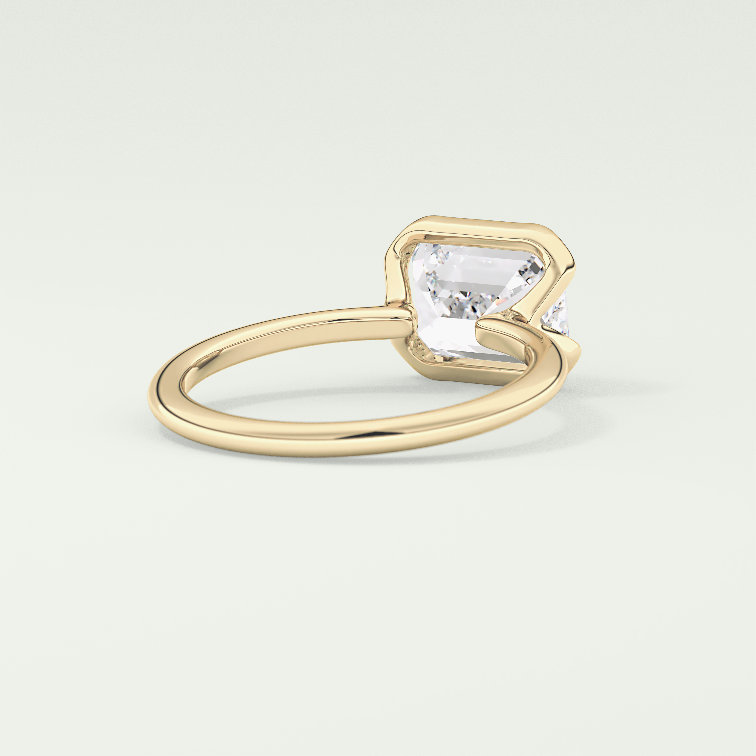 2.0 CT East West Emerald Cut Half Bezel Lab-Grown Diamond Engagement Ring 2