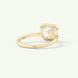 2.0 CT Emerald Cut Half Bezel Moissanite Engagement Ring