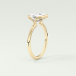 2.0 CT East West Emerald Cut Half Bezel Lab-Grown Diamond Engagement Ring 5
