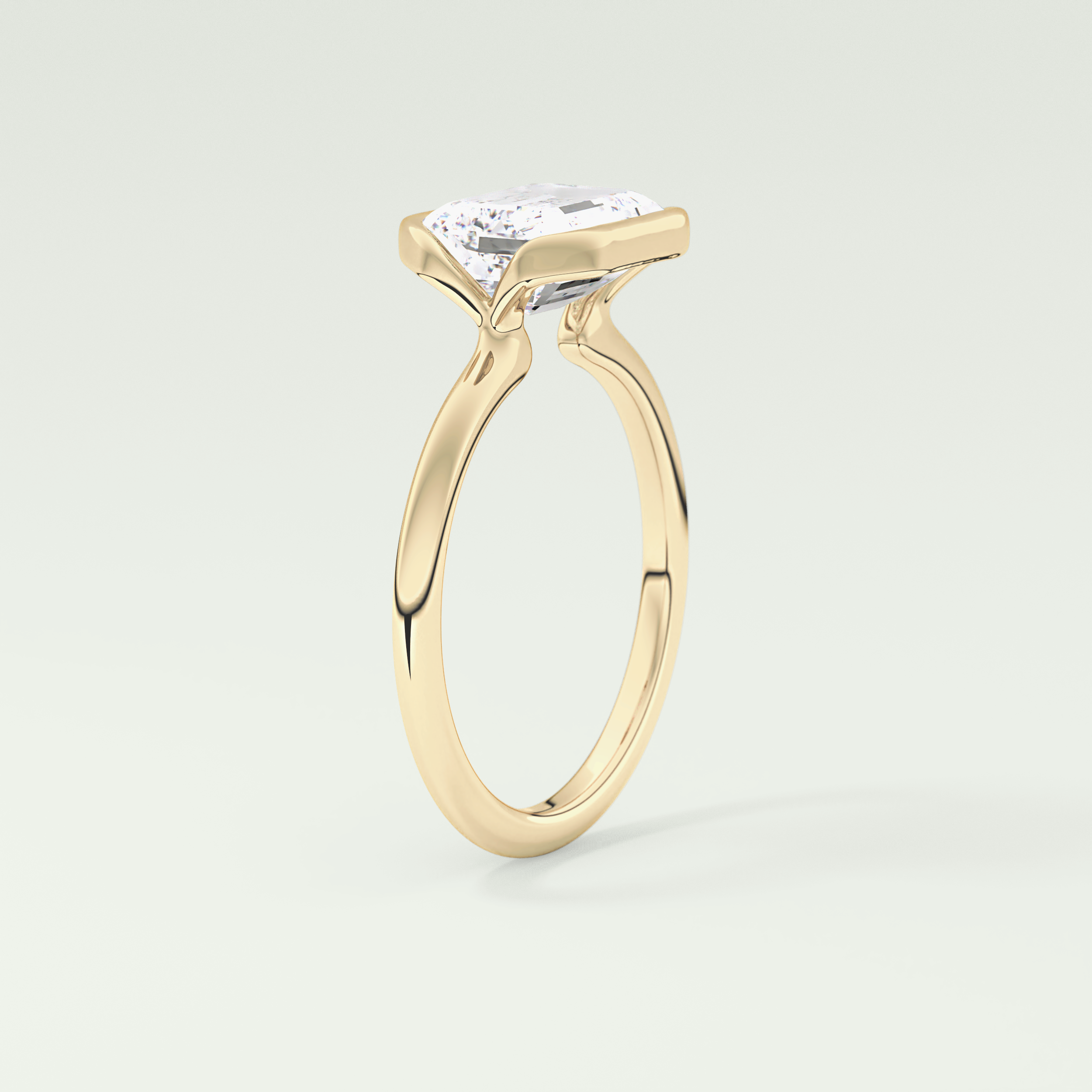2.0 CT East West Emerald Cut Half Bezel Lab-Grown Diamond Engagement Ring 5