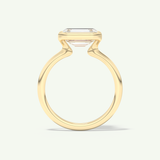 2.0 CT Emerald Cut Half Bezel Moissanite Engagement Ring
