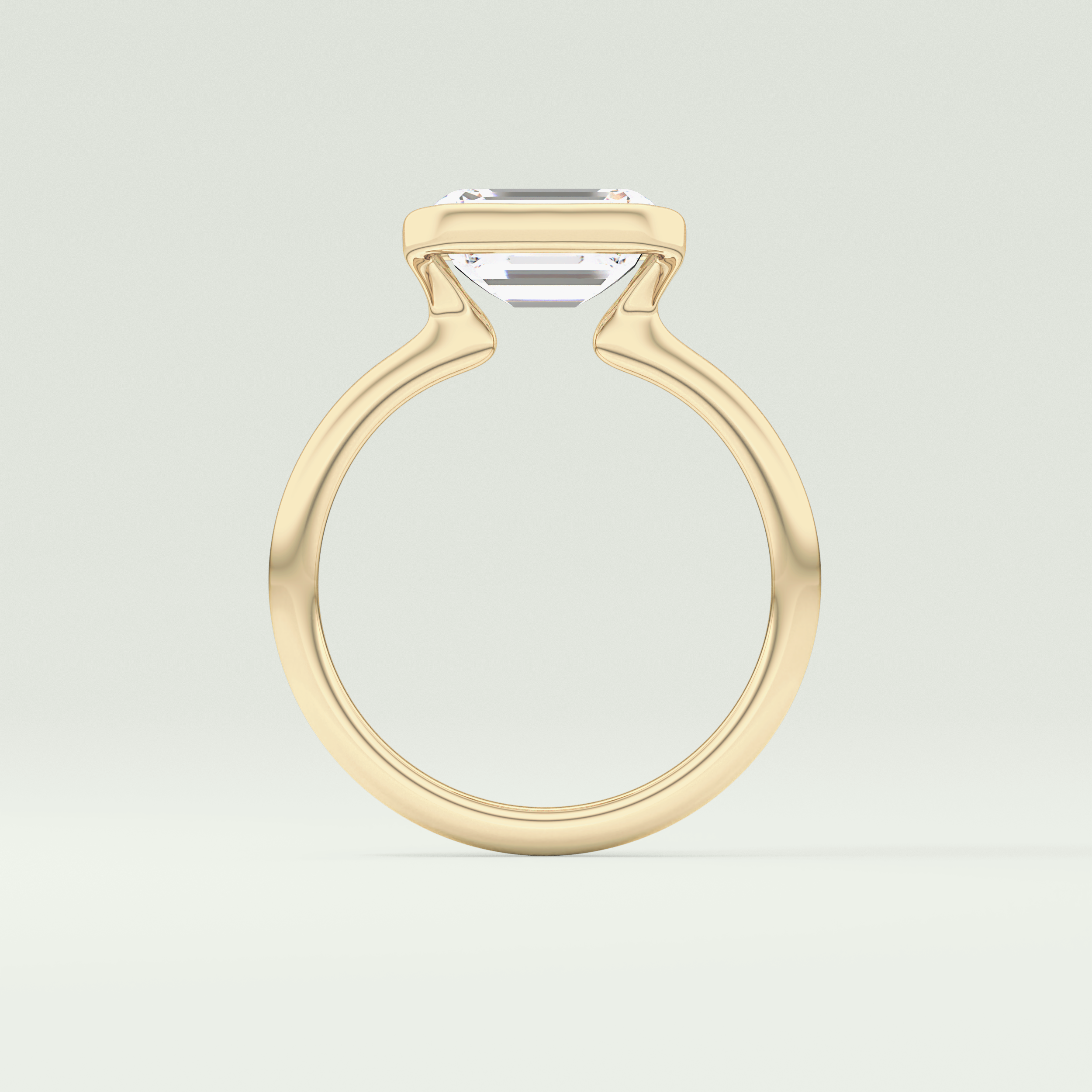 2.0 CT East West Emerald Cut Half Bezel Lab-Grown Diamond Engagement Ring 6