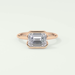 2.0 CT East West Emerald Cut Half Bezel Lab-Grown Diamond Engagement Ring 7