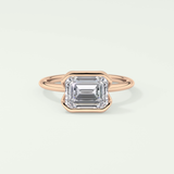 2.0 CT East West Emerald Cut Half Bezel Lab-Grown Diamond Engagement Ring 7