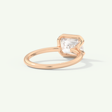 2.0 CT Emerald Cut Half Bezel Moissanite Engagement Ring