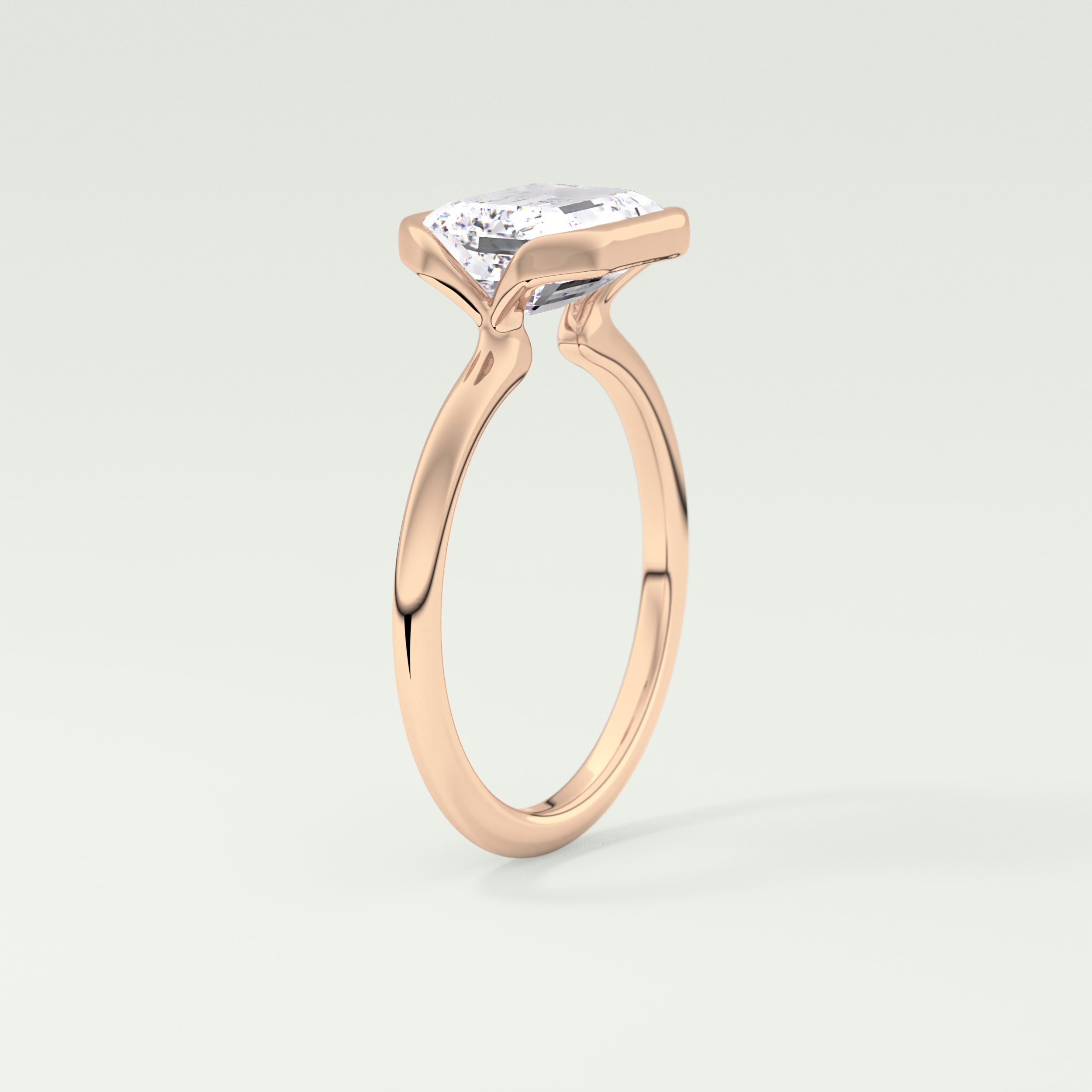 2.0 CT East West Emerald Cut Half Bezel Lab-Grown Diamond Engagement Ring 11