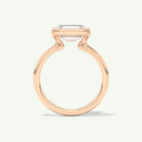 2.0 CT Emerald Cut Half Bezel Moissanite Engagement Ring