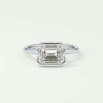 2.0 CT East West Emerald Cut Half Bezel Lab-Grown Diamond Engagement Ring 13