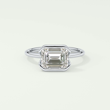2.0 CT East West Emerald Cut Half Bezel Lab-Grown Diamond Engagement Ring 13