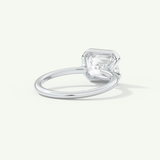 2.0 CT Emerald Cut Half Bezel Moissanite Engagement Ring
