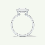 2.0 CT Emerald Cut Half Bezel Moissanite Engagement Ring
