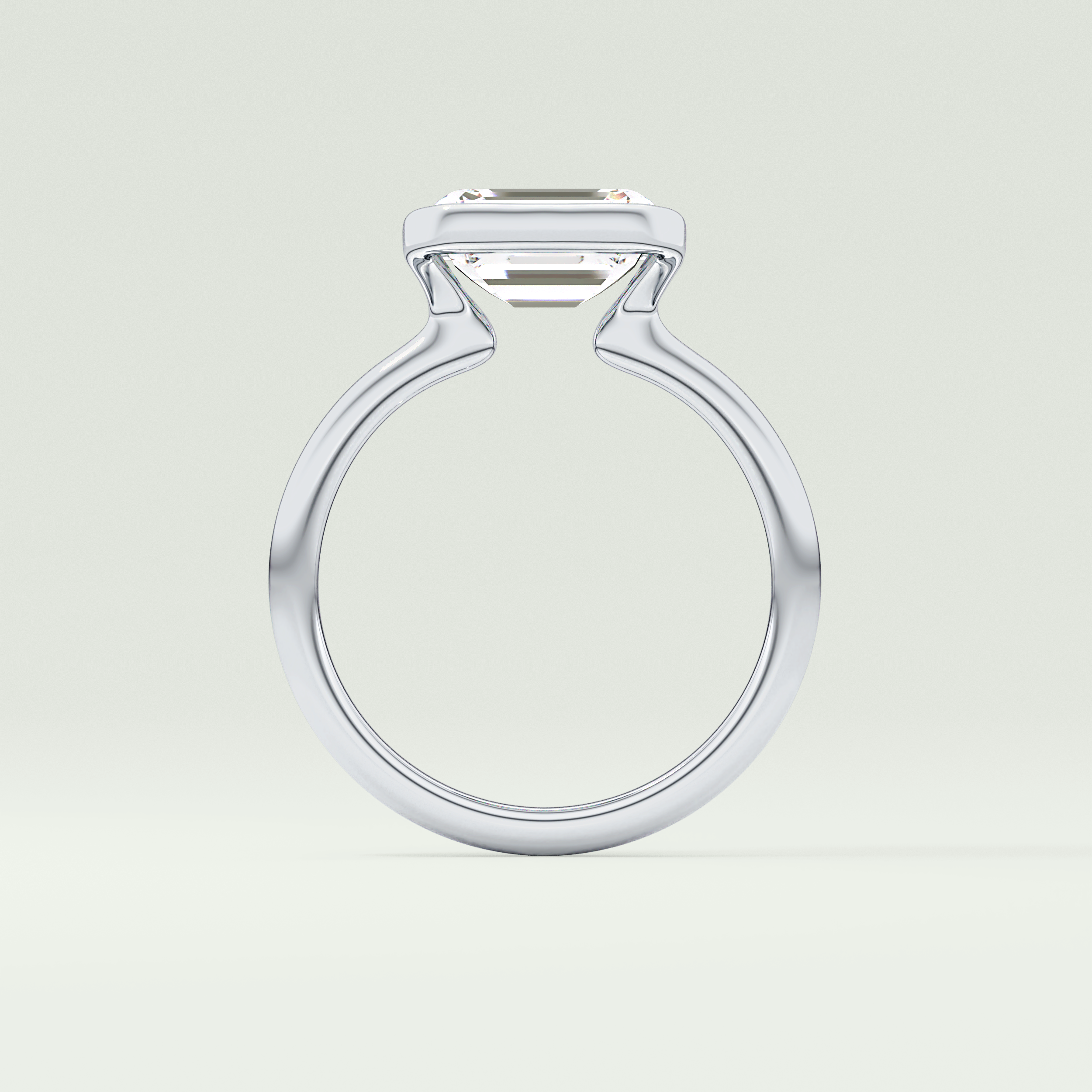 2.0 CT Emerald Cut Half Bezel Moissanite Engagement Ring 18