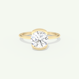 2.0 CT Round Cut Half Bezel Moissanite Engagement Ring
