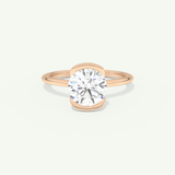2.0 CT Round Cut Half Bezel Moissanite Engagement Ring