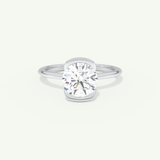 2.0 CT Round Cut Half Bezel Moissanite Engagement Ring