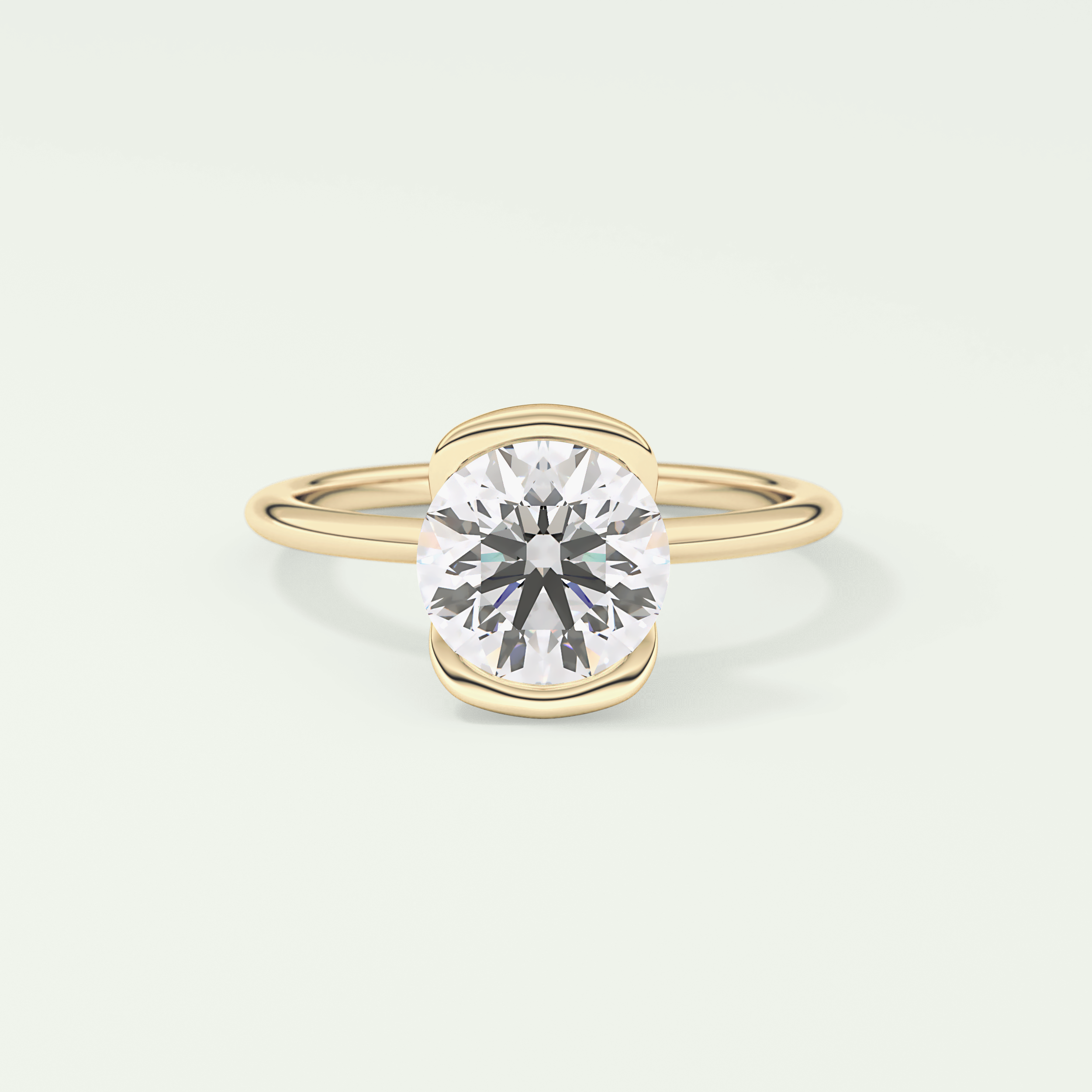 2.0 CT Round Cut Half Bezel Lab-Grown Diamond Engagement Ring 1