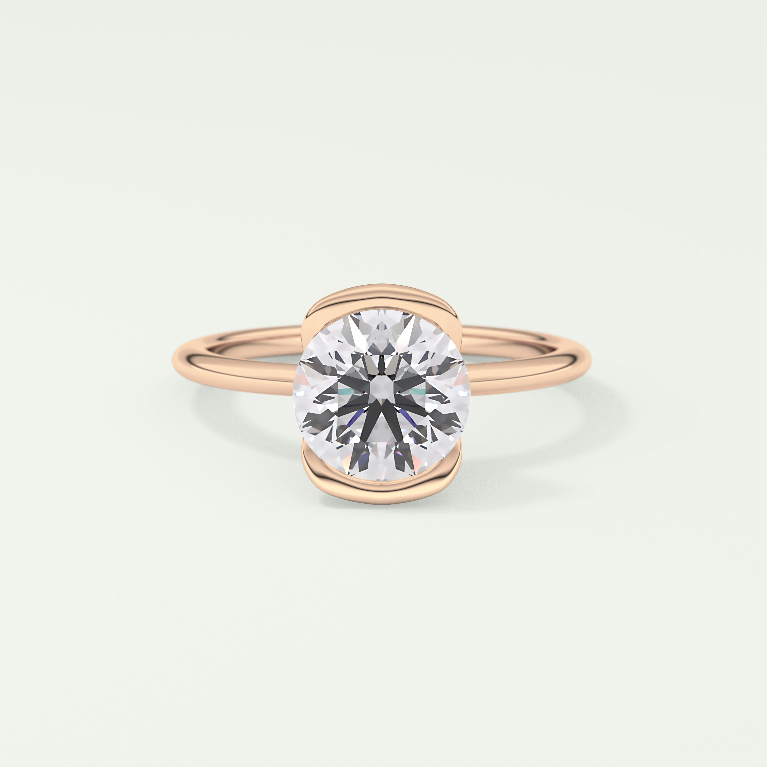 2.0 CT Round Cut Half Bezel Lab-Grown Diamond Engagement Ring 7