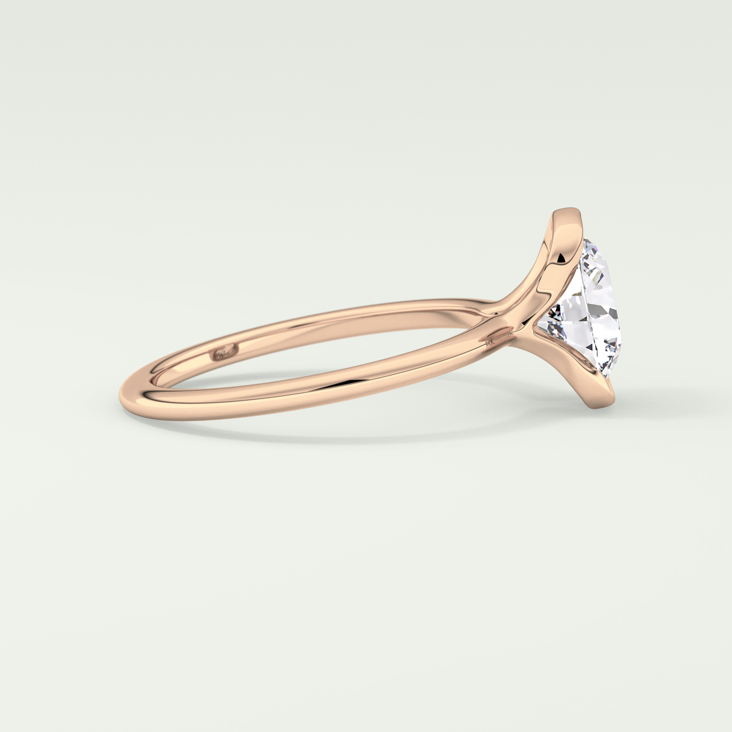 2.0 CT Round Cut Half Bezel Lab-Grown Diamond Engagement Ring 9