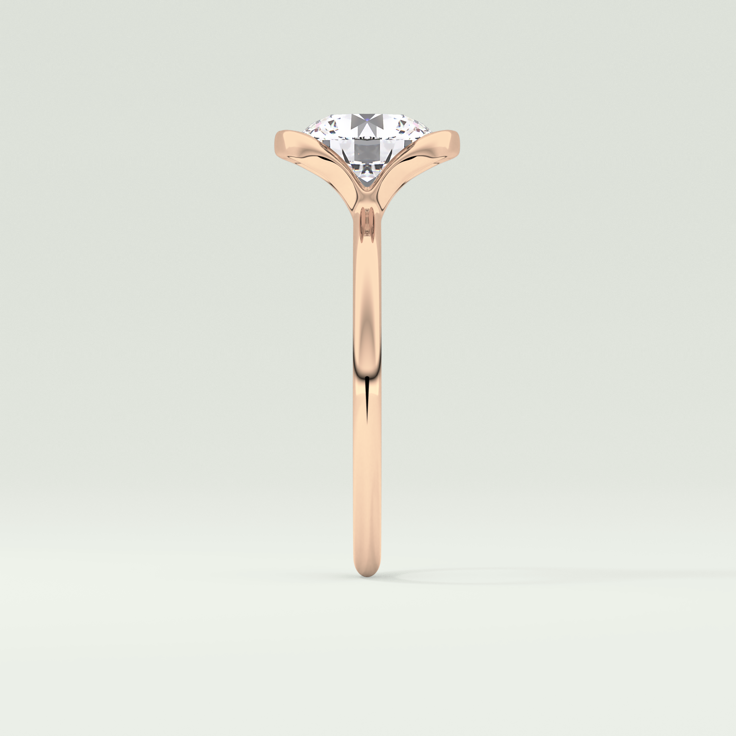 2.0 CT Round Cut Half Bezel Lab-Grown Diamond Engagement Ring 10