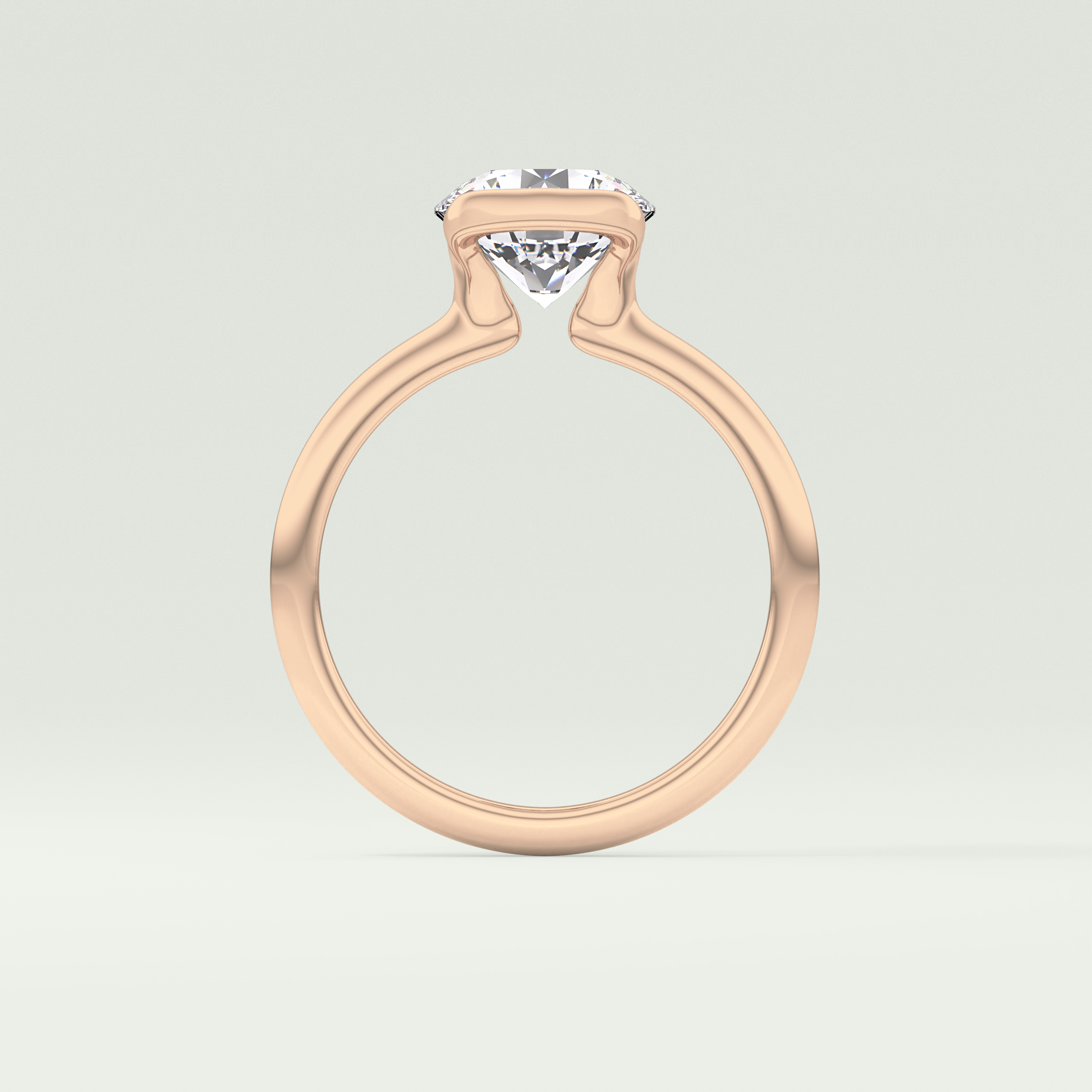 2.0 CT Round Cut Half Bezel Lab-Grown Diamond Engagement Ring 12