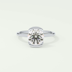 2.0 CT Round Cut Half Bezel Lab-Grown Diamond Engagement Ring 13