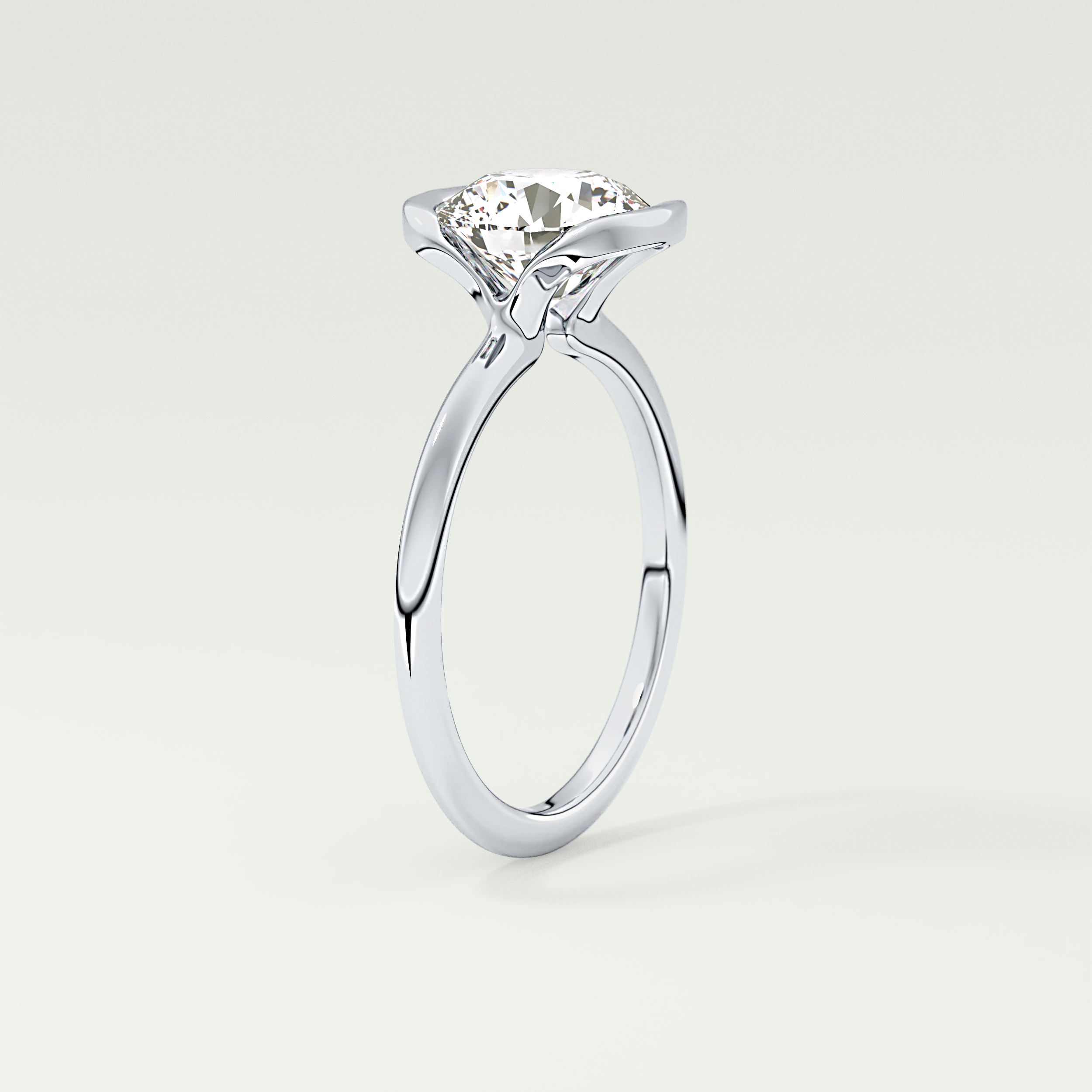 2.0 CT Round Cut Half Bezel Lab-Grown Diamond Engagement Ring 17