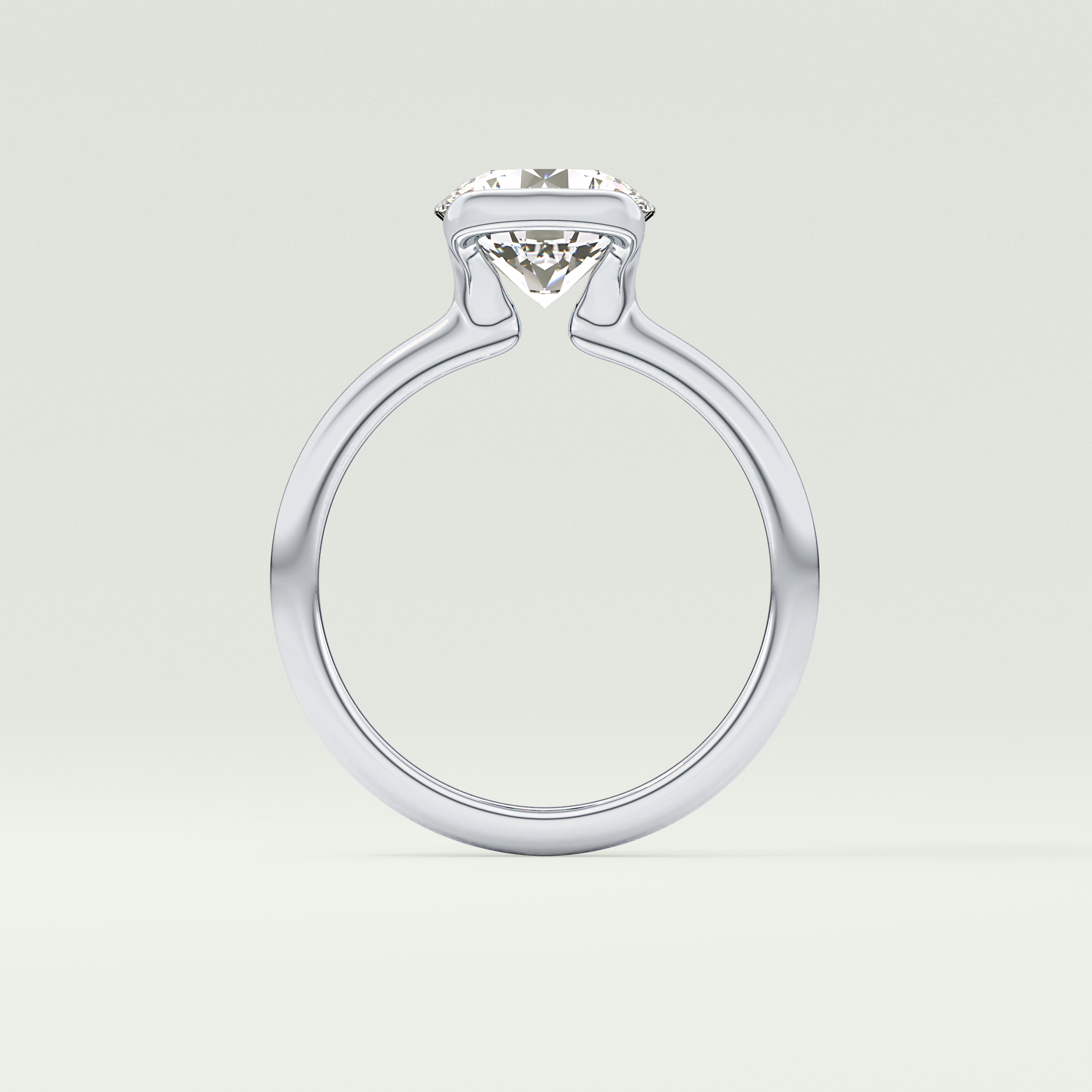 2.0 CT Round Cut Half Bezel Lab-Grown Diamond Engagement Ring 18