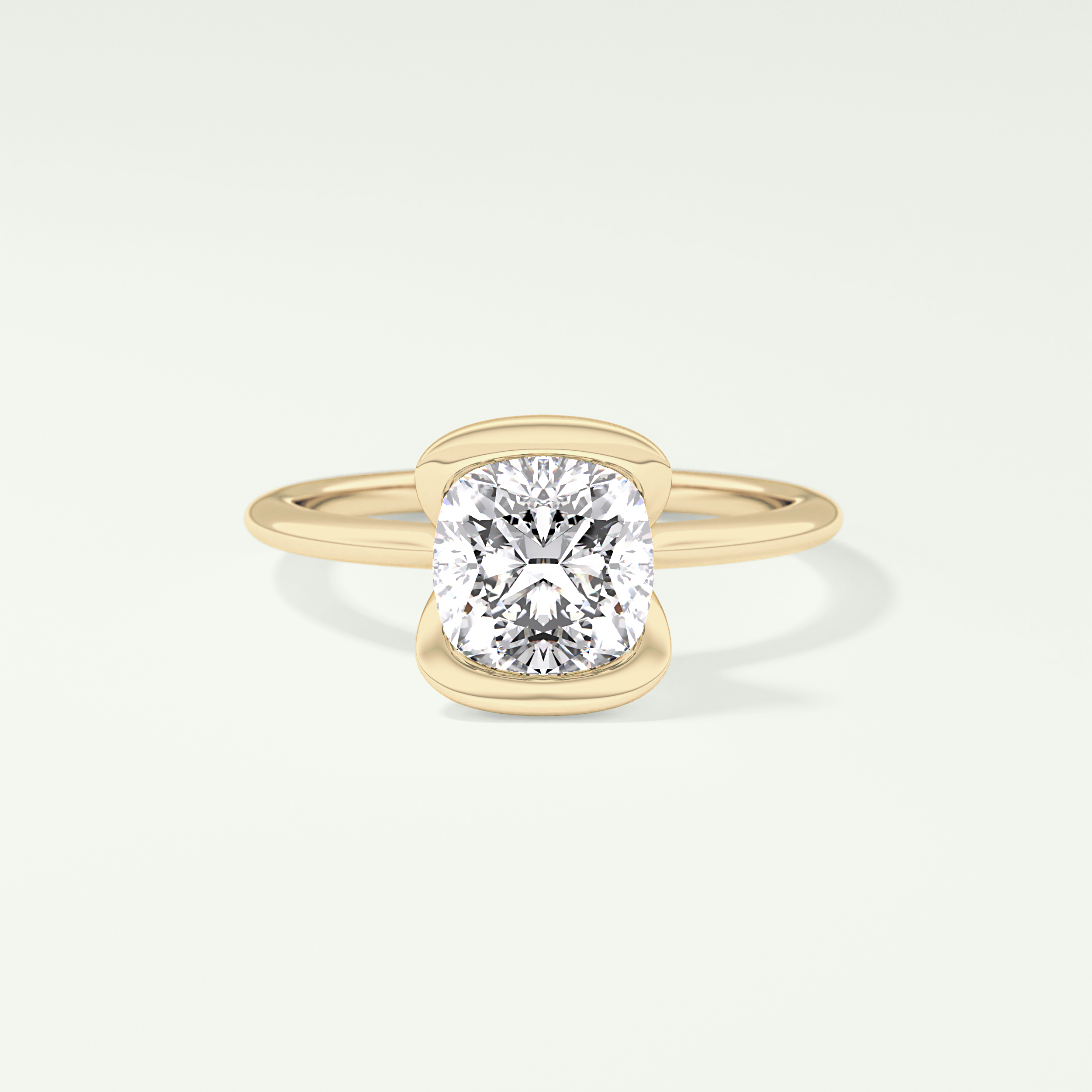 2.0 CT Cushion Cut Half Bezel Lab-Grown Diamond Engagement Ring 1