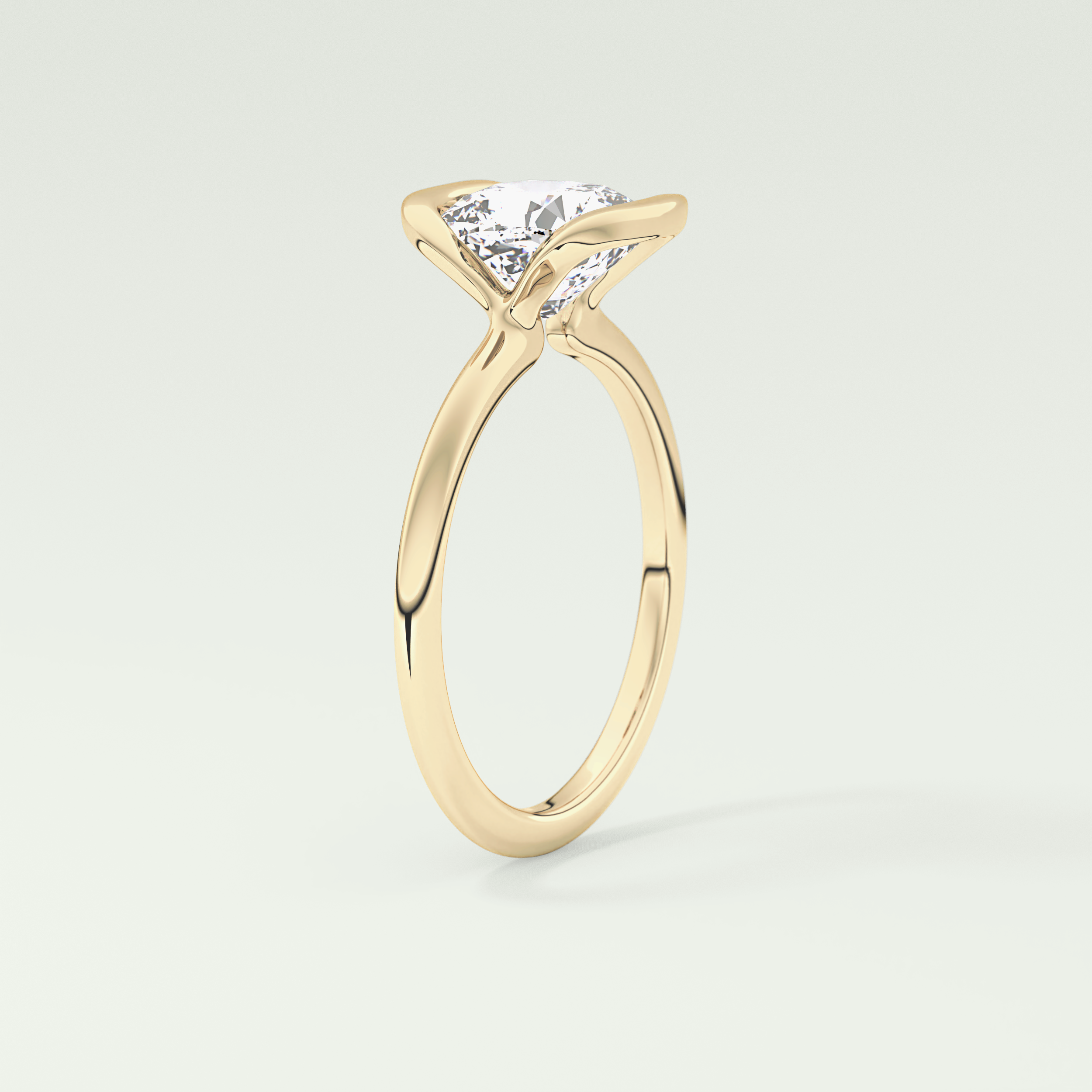 2.0 CT Cushion Cut Half Bezel Lab-Grown Diamond Engagement Ring 5