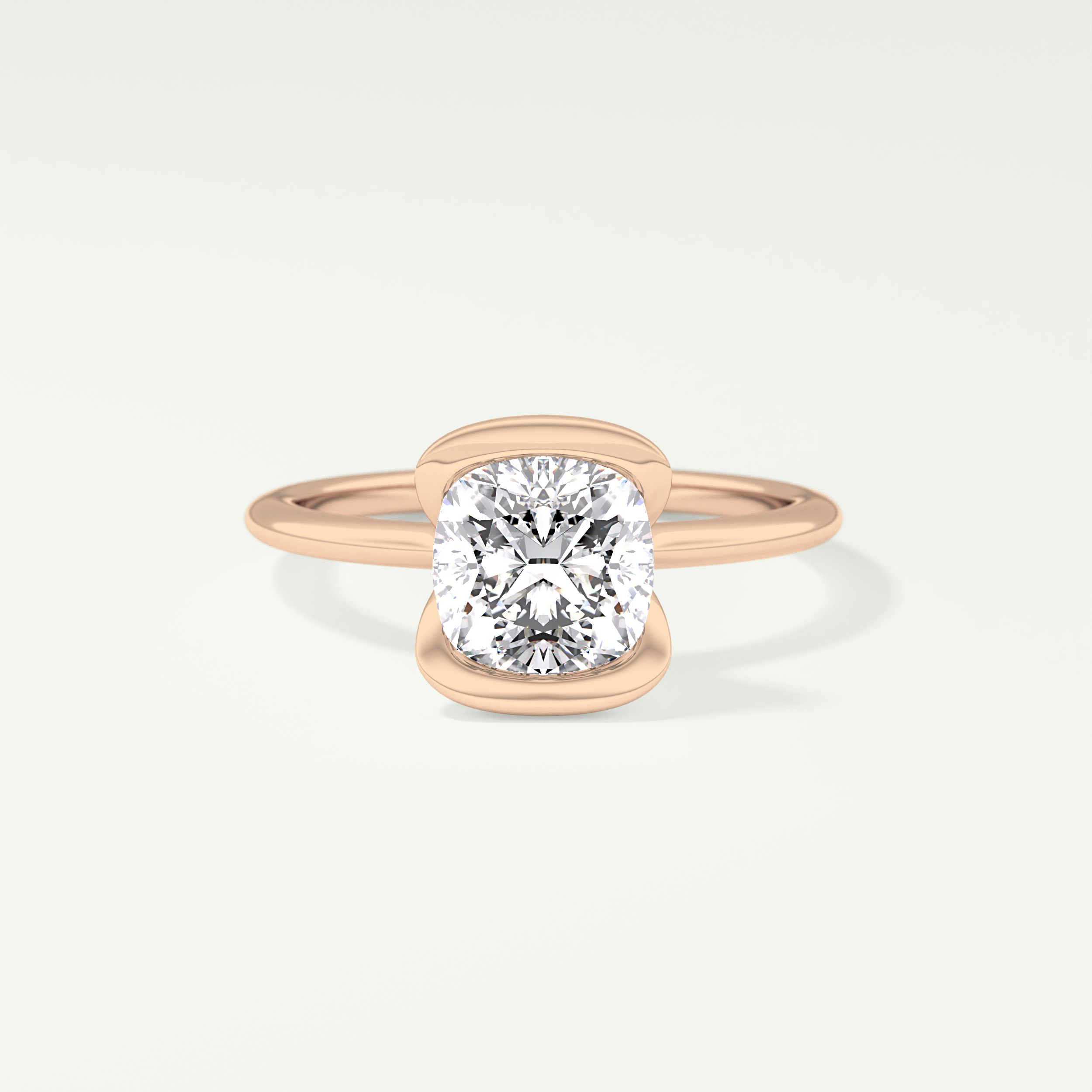 2.0 CT Cushion Cut Half Bezel Lab-Grown Diamond Engagement Ring 7