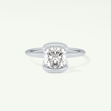 2.0 CT Cushion Cut Half Bezel Lab-Grown Diamond Engagement Ring 13