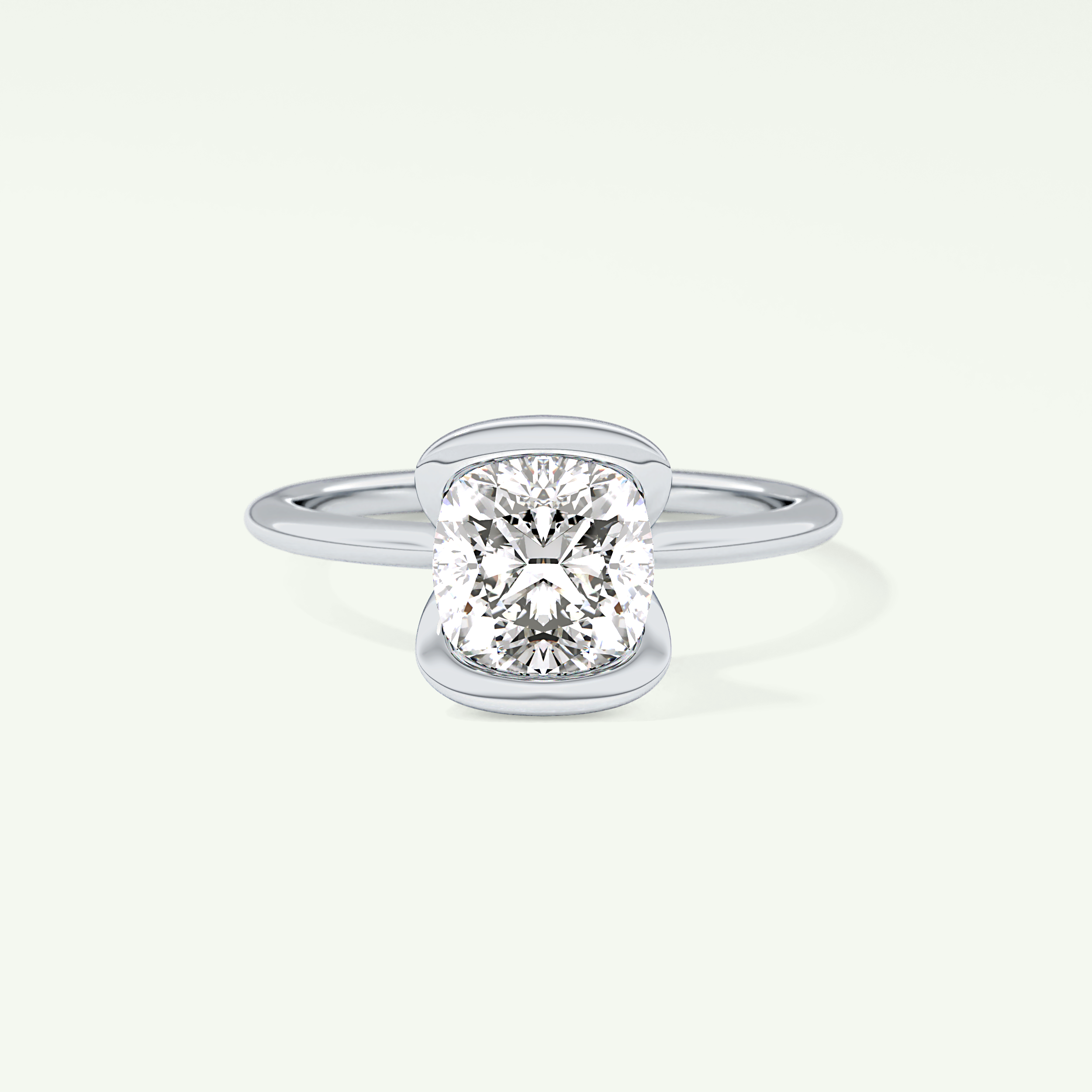 2.0 CT Cushion Cut Half Bezel Lab-Grown Diamond Engagement Ring 13