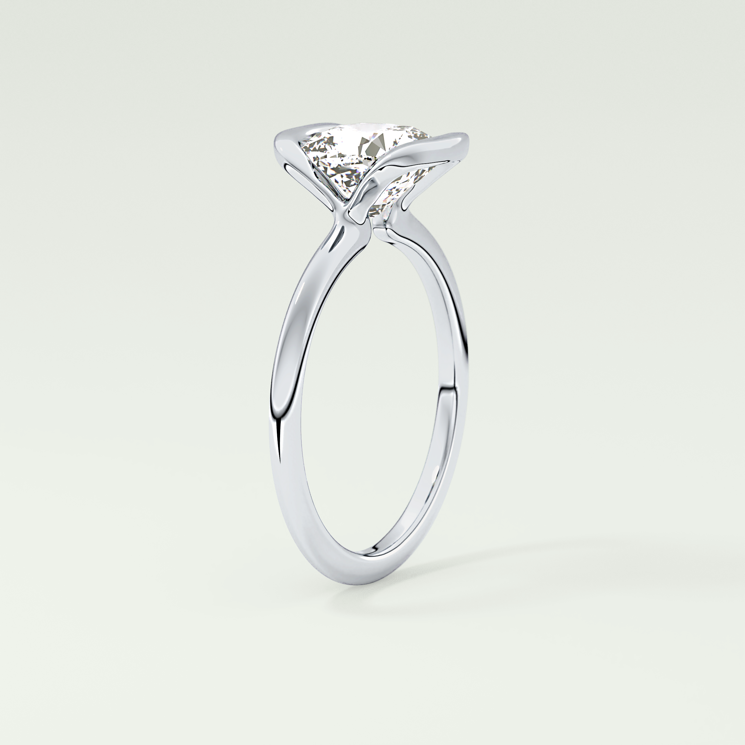 2.0 CT Cushion Cut Half Bezel Lab-Grown Diamond Engagement Ring 17