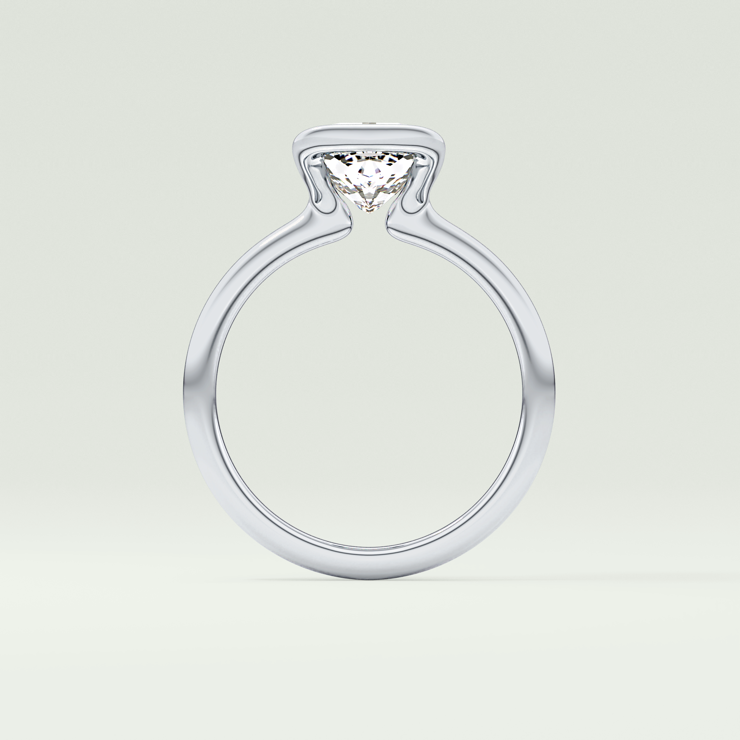 2.0 CT Cushion Cut Half Bezel Lab-Grown Diamond Engagement Ring 18