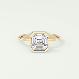 2.0 CT Asscher Cut Half Bezel Lab-Grown Diamond Engagement Ring 1