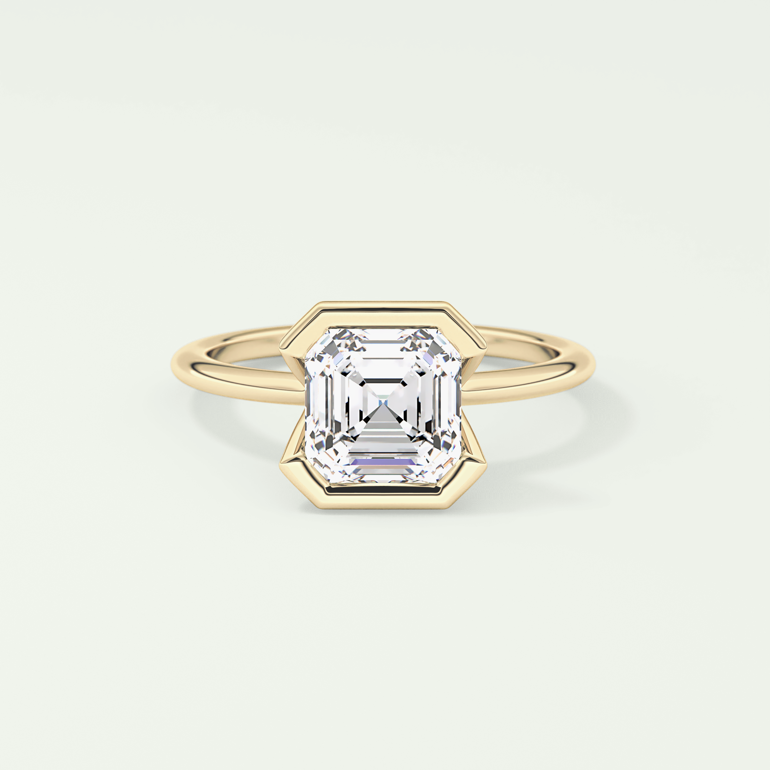 2.0 CT Asscher Cut Half Bezel Lab-Grown Diamond Engagement Ring 1