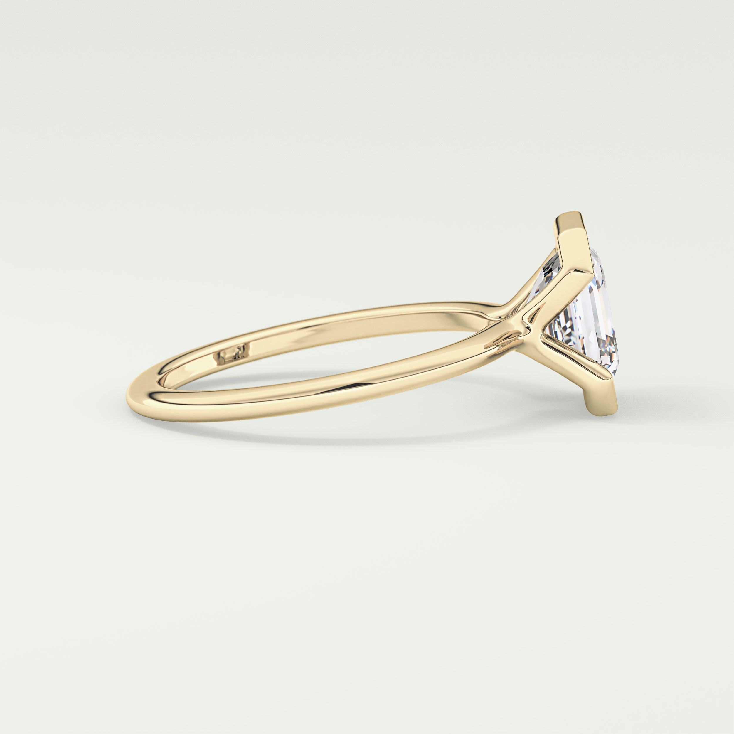 2.0 CT Asscher Cut Half Bezel Lab-Grown Diamond Engagement Ring 3