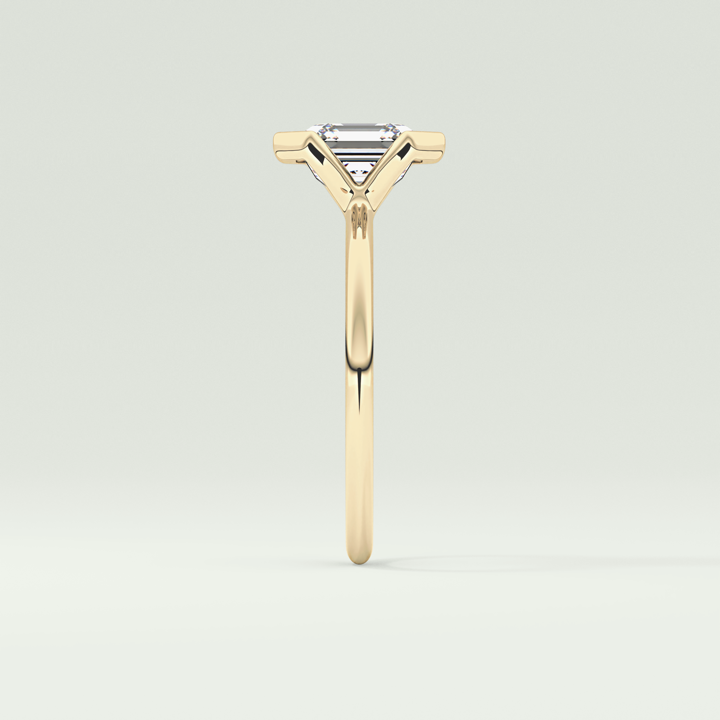 2.0 CT Asscher Cut Half Bezel Lab-Grown Diamond Engagement Ring 4