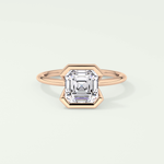 2.0 CT Asscher Cut Half Bezel Lab-Grown Diamond Engagement Ring 7