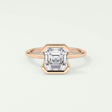 2.0 CT Asscher Cut Half Bezel Lab-Grown Diamond Engagement Ring 7