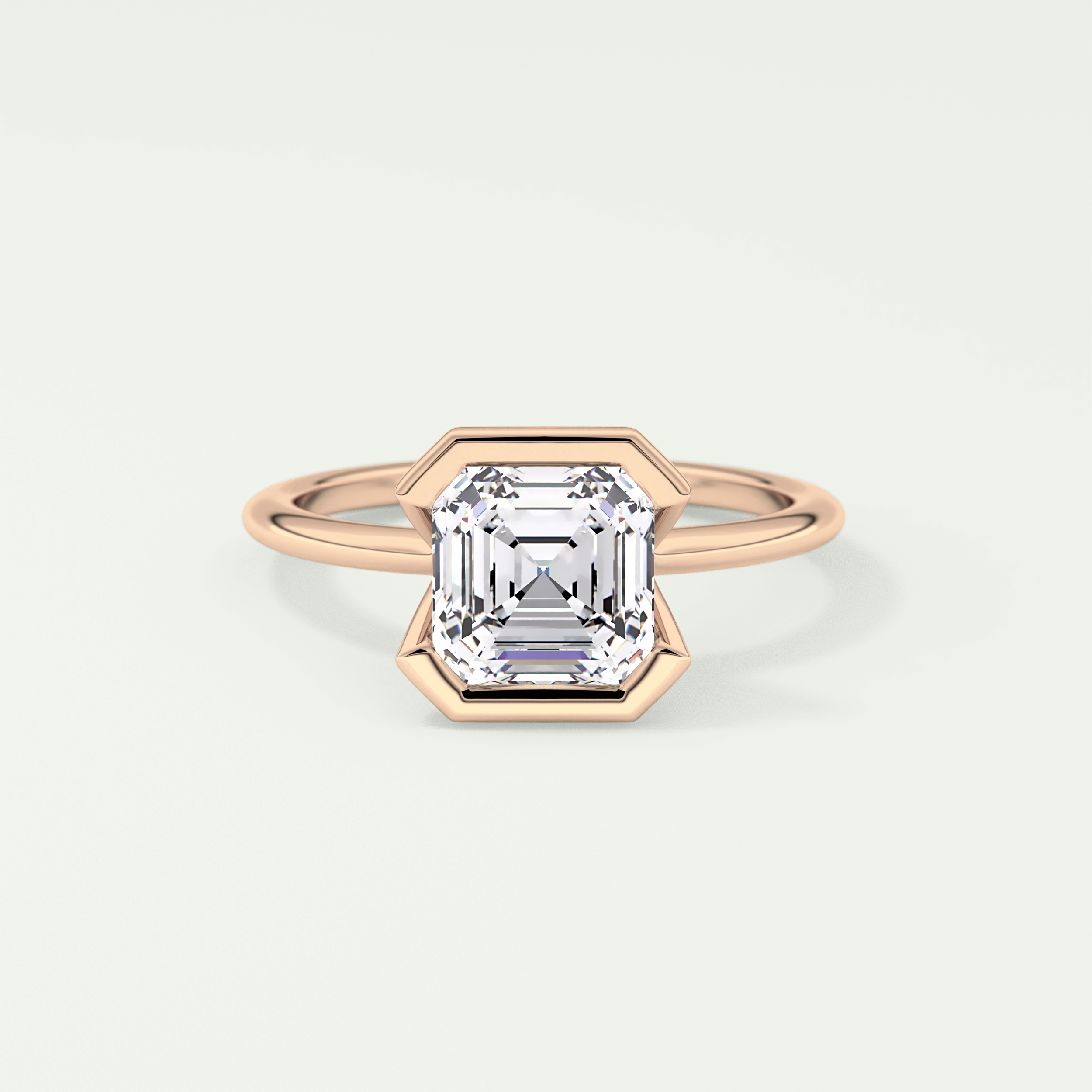 2.0 CT Asscher Cut Half Bezel Lab-Grown Diamond Engagement Ring 7