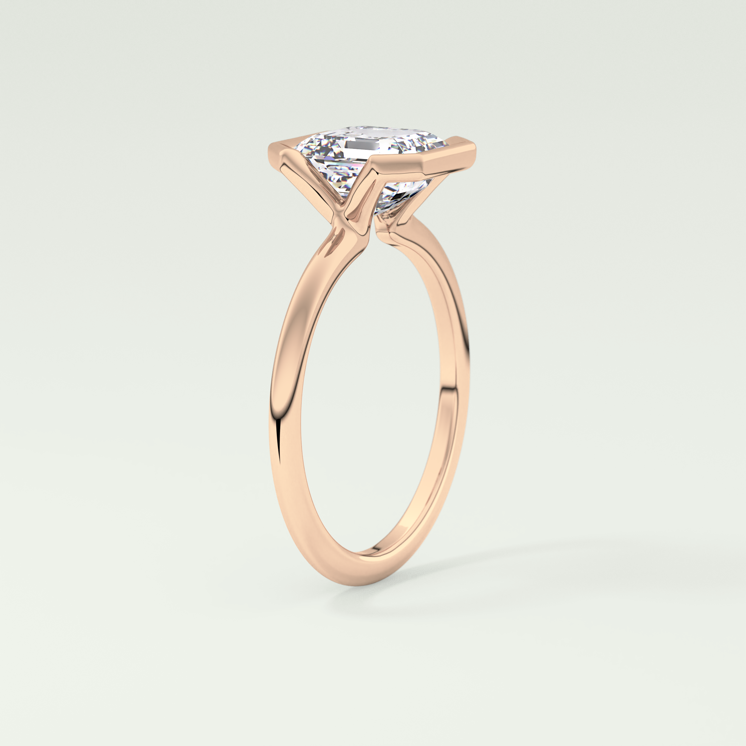 2.0 CT Asscher Cut Half Bezel Lab-Grown Diamond Engagement Ring 11